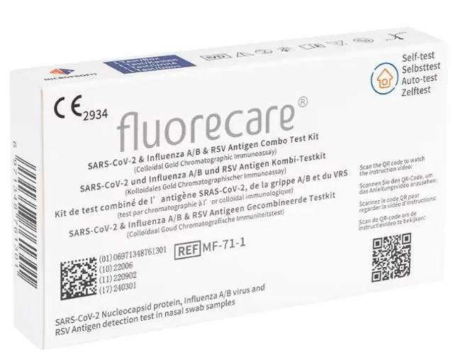 fluorecare® Kombitest für RS-Virus, Covid-19, Influenza A+B