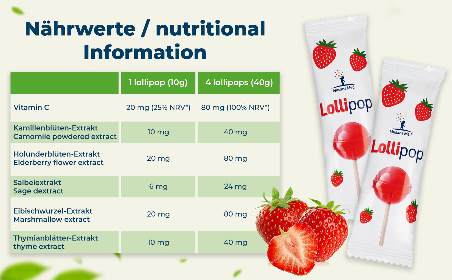 Zuckefrei Lollies- Kinder Freundlich- Erdbeergeschmack 